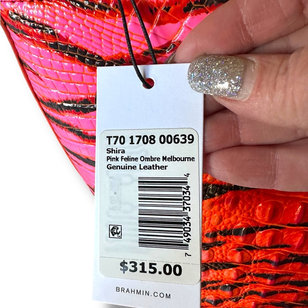 Brahmin Shira Bucket Bag w/Matching Ady Wallet Pink Feline Ombre Melbourne NWT - Picture 9 of 10